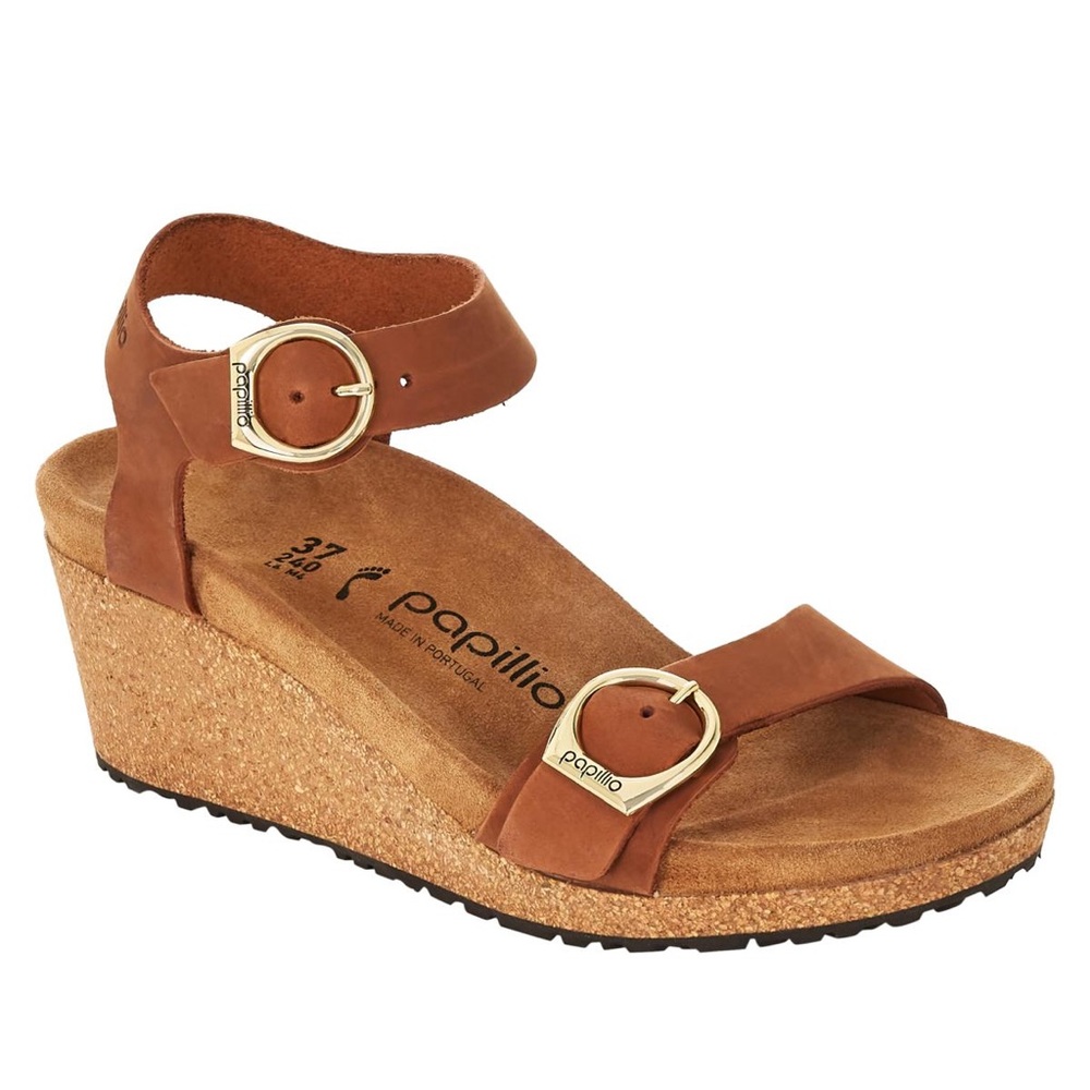 Papillio by Birkenstock Soley Leather Wedge Sandal Solely Ring - Buckle